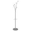 ALBA Festival Coat Stand with Umbrella Holder, Five Knobs, Silver Gray Steel/Wood