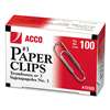 ACCO BRANDS, INC. Smooth Standard Paper Clip, #3, Silver, 100/Box, 10 Boxes/Pack