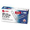 ACCO BRANDS, INC. Premium Paper Clips, Smooth, Jumbo, Silver, 100/Box, 10 Boxes/Pack