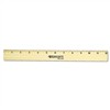 ACME UNITED CORPORATION Flat Wood Ruler w/Two Double Brass Edges, 12", Clear Lacquer Finish