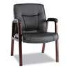 ALERA Alera Madaris Series Leather Guest Chair w/Wood Trim, Four Legs, Black/Mahogany