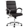 ALERA Alera Neratoli Series Mid-Back Swivel/Tilt Chair, Black Leather, Chrome Frame