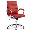 ALERA Alera Neratoli Series Mid-Back Swivel/Tilt Chair, Red Soft Leather, Chrome Frame
