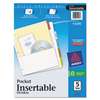 AVERY-DENNISON Insertable Dividers w/Single Pockets, 5-Tab, 11 1/4 x 9 1/8
