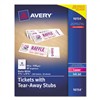 AVERY-DENNISON Printable Tickets w/Tear-Away Stubs, 8 1/2 x 11, White, 10/Sheet, 20Sheets/Pack