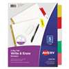AVERY-DENNISON Write & Erase Big Tab Paper Dividers, 5-Tab, Letter