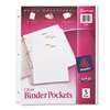 AVERY-DENNISON Binder Pockets, 3-Hole Punched, 9 1/4 x 11, Clear, 5/Pack