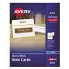 AVERY-DENNISON Note Cards for Inkjet Printers, 4 1/4 x 5 1/2, Matte White, 60/Pack w/Envelopes
