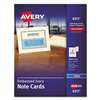 AVERY-DENNISON Embossed Note Cards, Inkjet, 4 1/4 x 5 1/2, Matte Ivory, 60/Pk w/Envelopes
