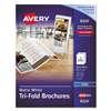 AVERY-DENNISON Tri-Fold Brochures for Inkjet Printers, 8 1/2 x 11, White, 100 Sheets/Box