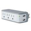 BELKIN COMPONENTS Wall Mount Surge Protector with USB Charger, 3 Outlets, 918 Joules, Gray/White