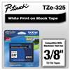 Brother P-Touch TZE325 TZe Standard Adhesive Laminated Labeling Tape, 3/8w, White on Black