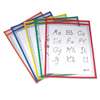 C-LINE PRODUCTS, INC Reusable Dry Erase Pockets, 9 x 12, Assorted Primary Colors, 5/Pack