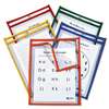 C-LINE PRODUCTS, INC Reusable Dry Erase Pockets, Easy Load, 9 x 12, Assorted Primary Colors, 25/Pack