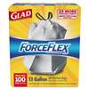 CLOROX SALES CO. ForceFlex Tall Kitchen Drawstring Bags, 13 gal, .90mil, 24x25 1/8 White 100/Bx