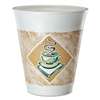 DART Cafe G Foam Hot/Cold Cups, 8 oz, Brown/Green/White, 25/Pack