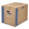 FELLOWES MFG. CO. SmoothMove Prime Large Moving Boxes, 24l x 18w x 18h, Kraft/Blue, 6/Carton
