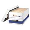 FELLOWES MFG. CO. STOR/FILE Storage Box, Letter, Locking Lid, White/Blue, 4/Carton