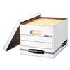 FELLOWES MFG. CO. STOR/FILE Storage Box, Letter/Legal, Lift-off Lid, White/Blue, 12/Carton