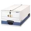 FELLOWES MFG. CO. STOR/FILE Storage Box, Button Tie, Legal, White/Blue, 12/Carton