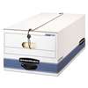 FELLOWES MFG. CO. STOR/FILE Storage Box, Legal, String and Button, White/Blue, 4/Carton