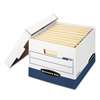 FELLOWES MFG. CO. STOR/FILE Max Lock Storage Box, Letter/Legal, White/Blue, 12/Carton