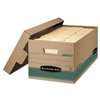 FELLOWES MFG. CO. STOR/FILE Storage Box, Legal, Locking Lift-off Lid, Kraft/Green, 12/Carton