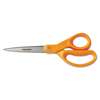 FISKARS MANUFACTURING CORP Home And Office Scissors, 8" Length, Stainless Steel, Straight, Orange Handle