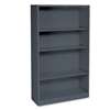 HON COMPANY Metal Bookcase, Four-Shelf, 34-1/2w x 12-5/8d x 59h, Charcoal