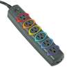 ACCO BRANDS, INC. SmartSockets Color-Coded Strip Surge Protector, 6 Outlets, 7 ft Cord, 945 Joules