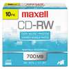 MAXELL CORP. OF AMERICA CD-RW Discs, 700MB/80min, 4x, Silver, 10/Pack