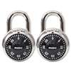 MASTER LOCK COMPANY Combination Lock, Stainless Steel, 1 7/8" Wide, Black Dial, 2/Pack
