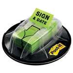 3M/COMMERCIAL TAPE DIV. Page Flags in Dispenser, "Sign & Date", Bright Green, 200 Flags/Dispenser