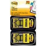 3M/COMMERCIAL TAPE DIV. Arrow Message 1" Page Flags, "Notarize," Yellow, 2 50-Flag Dispensers/Pack