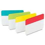 3M/COMMERCIAL TAPE DIV. File Tabs, 2 x 1 1/2, Aqua/Lime/Red/Yellow, 24/Pack