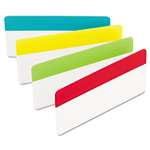 3M/COMMERCIAL TAPE DIV. File Tabs, 3 x 1 1/2, Solid, Aqua/Lime/Red/Yellow, 24/Pack