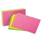 ESSELTE PENDAFLEX CORP. Ruled Index Cards, 3 x 5, Glow Green/Yellow, Orange/Pink, 100/Pack