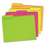 ESSELTE PENDAFLEX CORP. Glow File Folders, 1/3 Cut Top Tab, Letter, Assorted Colors, 24/Box