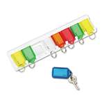 PM COMPANY Color-Coded Key Tag Rack, 8-Key, Plastic, White, 10 1/2 x 1/4 x 2 1/2