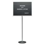 QUARTET MFG. Adjustable Single-Pedestal Magnetic Letter Board, 24 x 18, Black, Gray Frame