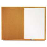 QUARTET MFG. Bulletin/Dry-Erase Board, Melamine/Cork, 48 x 36, White/Brown, Oak Finish Frame