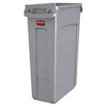 RUBBERMAID COMMERCIAL PROD. Slim Jim Receptacle w/Venting Channels, Rectangular, Plastic, 23gal, Gray