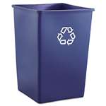 RUBBERMAID COMMERCIAL PROD. Recycling Container, Square, Plastic, 35gal, Blue