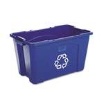 RUBBERMAID COMMERCIAL PROD. Stacking Recycle Bin, Rectangular, Polyethylene, 18gal, Blue
