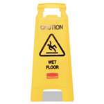 RUBBERMAID COMMERCIAL PROD. Caution Wet Floor Floor Sign, Plastic, 11 X 1 1/2 X 26, Bright Yellow