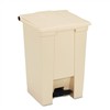 Rubbermaid Commercial 6144BEI Indoor Utility Step-On Waste Container, Square, Plastic, 12gal, Beige
