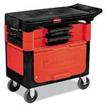 RUBBERMAID COMMERCIAL PROD. Locking Trades Cart, 330-lb Cap, Two-Shelf, 19-1/4w x 38d x 33-3/8h, Black
