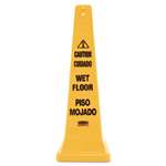 RUBBERMAID COMMERCIAL PROD. Four-Sided Caution, Wet Floor Yellow Safety Cone, 12 1/4 x 12 1/4 x 36h