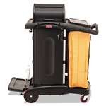 RUBBERMAID COMMERCIAL PROD. High-Security Healthcare Cleaning Cart, 22w x 48-1/4d x 53-1/2h, Black