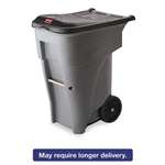 RUBBERMAID COMMERCIAL PROD. Brute Rollout Heavy-Duty Waste Container, Square, Polyethylene, 65gal, Gray